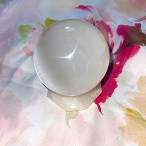 Selenite sphere w/ matching stand